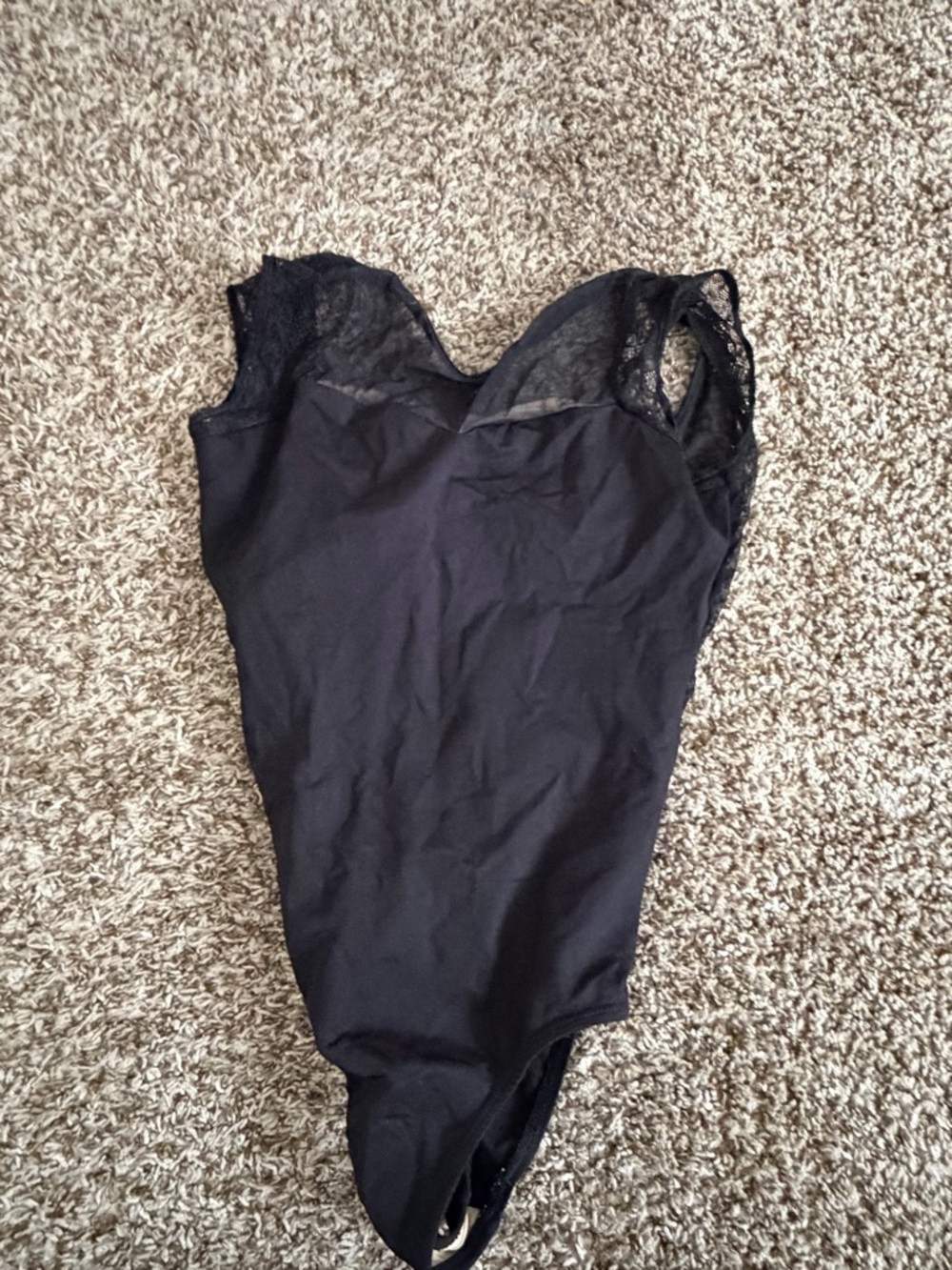 Suffolk Black Lace-Trim Leotard